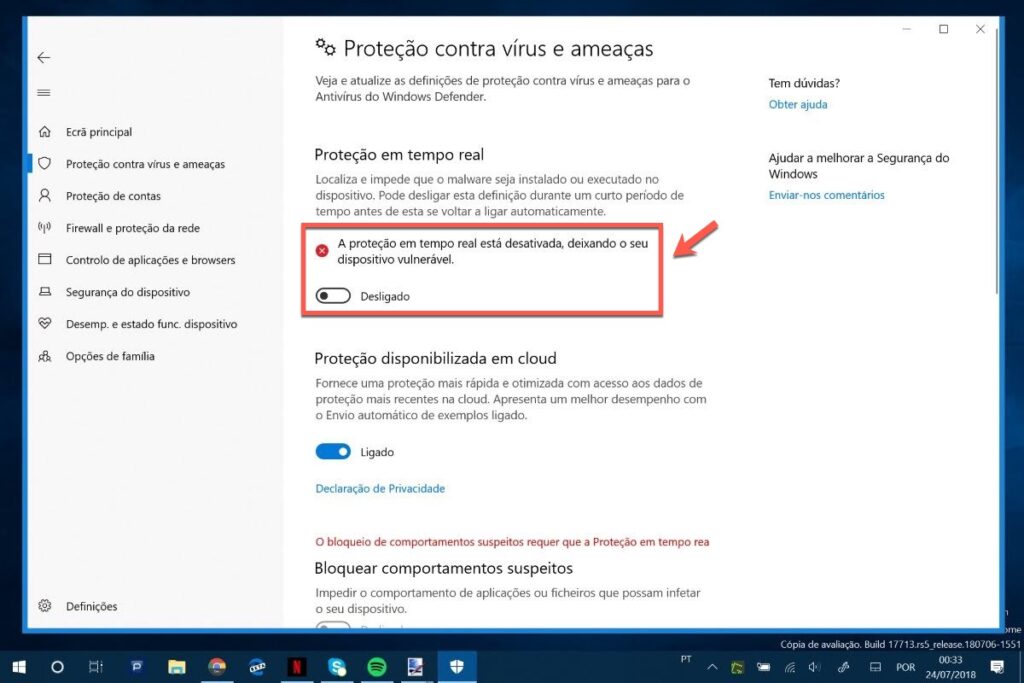 como desativar o antivírus do Windows 10
