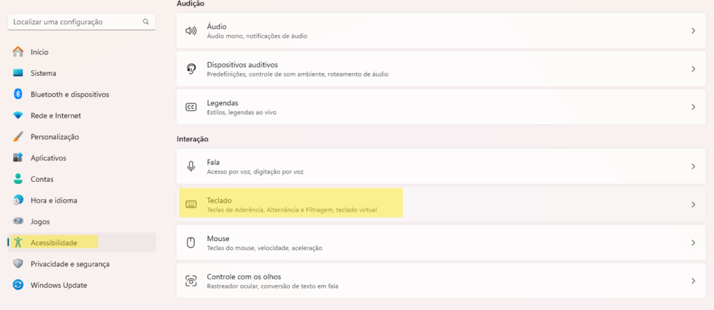 como colocar teclado virtual no notebook windows