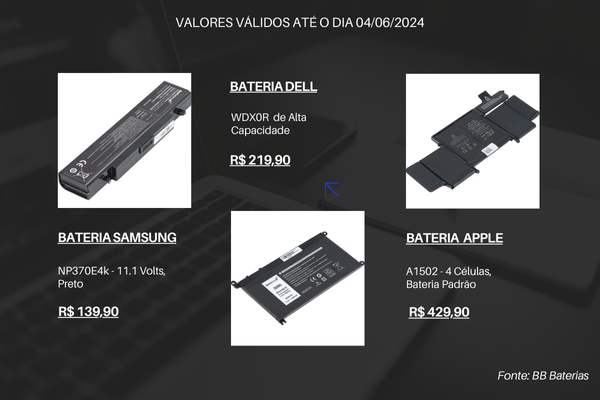 quanto custa para trocar a bateria do notebook