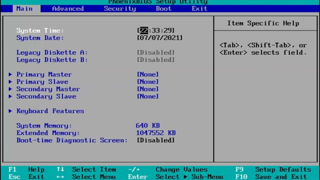 como trocar o ssd do notebook setup de BIOS