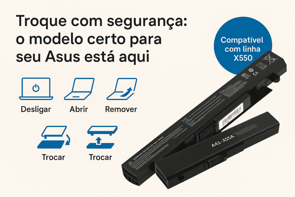 como trocar a bateria de notebook Asus