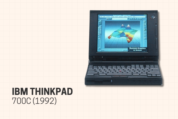 evolução das telas de notebook IBM ThinkPad 700C (1992)