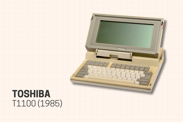 evolução das telas de notebook Toshiba T1100 (1985)