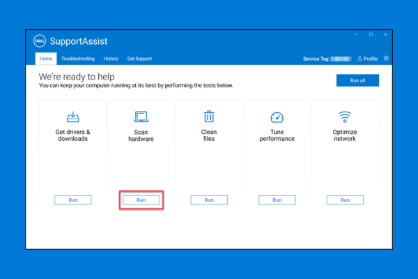 notebook Dell travou ferramenta de diagnóstico de erros da Dell