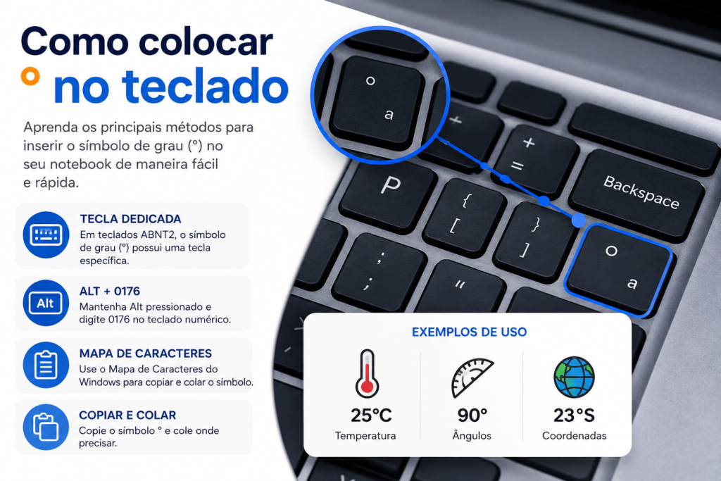 Como colocar ° no teclado do notebook